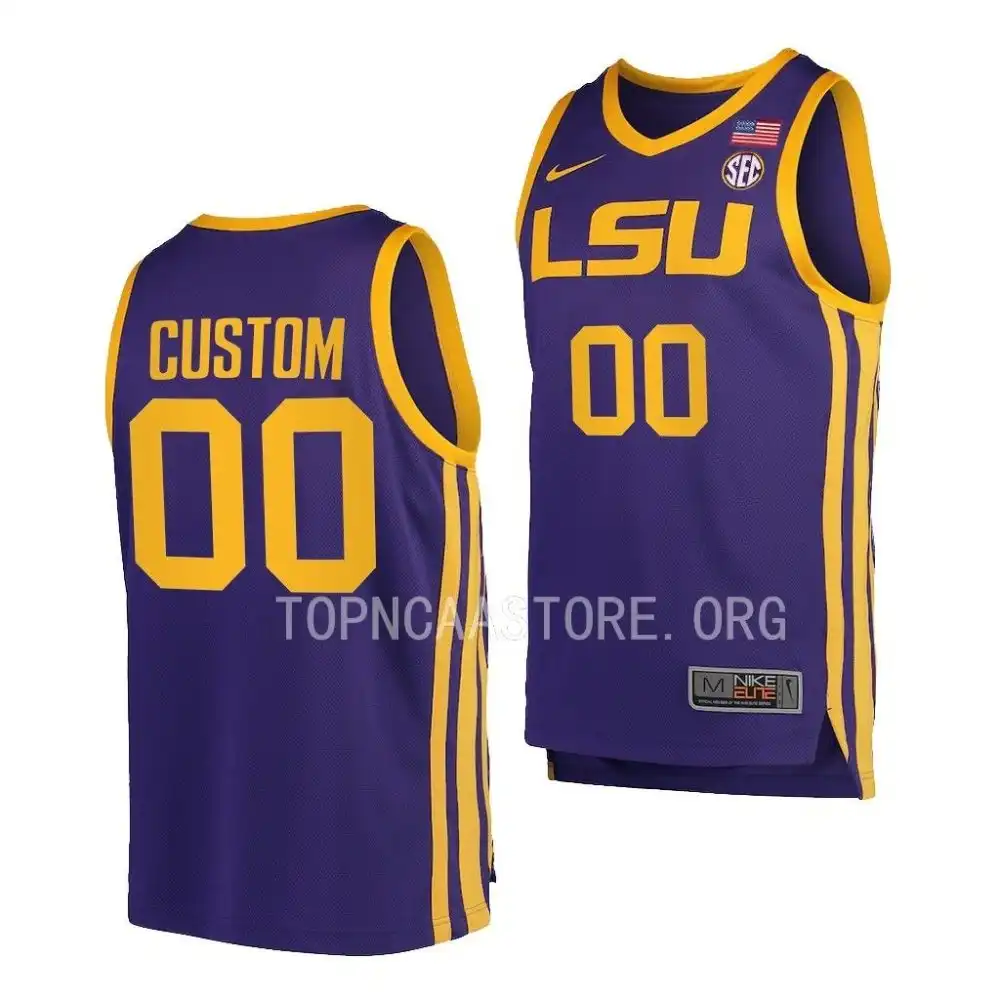 Men's LSU Tigers Custom #00 2022-23 Purple Replica NCAA Basketball Jersey